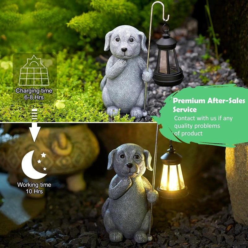 Qeeman Solar Dog Garden Decor Statues: Patio Porch Balcony Yard Art Lawn Ornaments Outdoor Outside Decorations - Birthday Gifts for Mom Grandma Women - Image 5